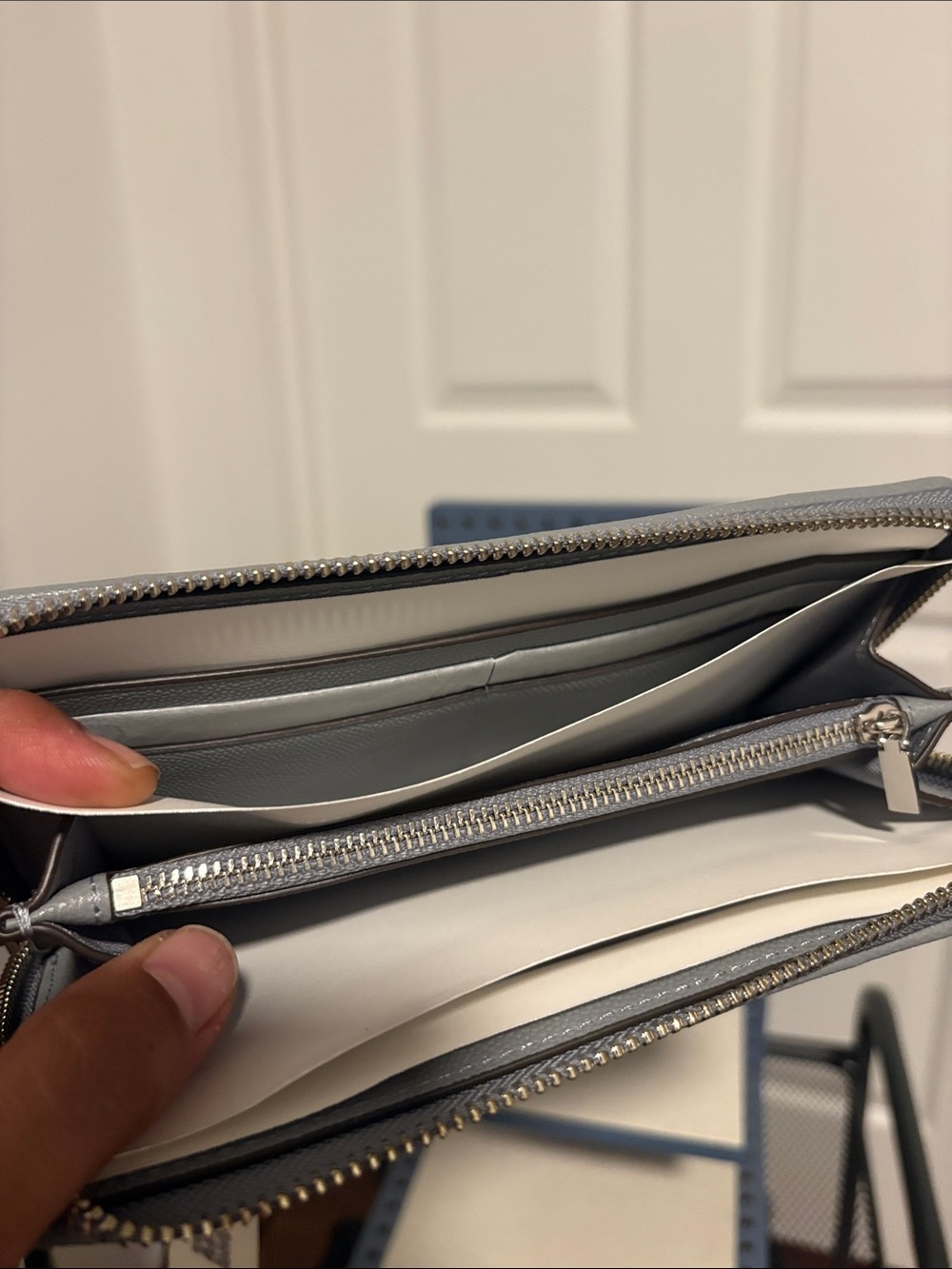 Tory Burch NWT Fleming Soft Grained Zip Continental Wallet In Slate - Picture 5 of 7